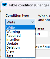 Table condition types