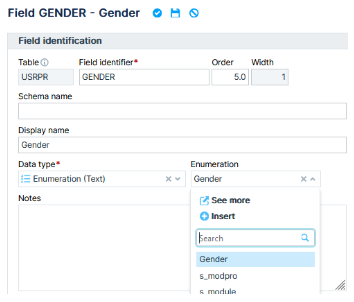 Choosing the enumeration on field insertion