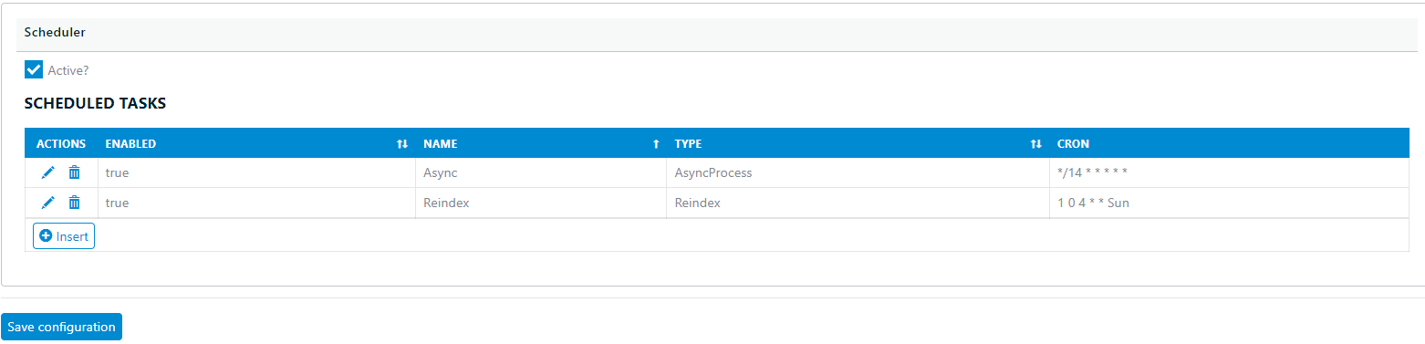 Scheduler WebAdmin config